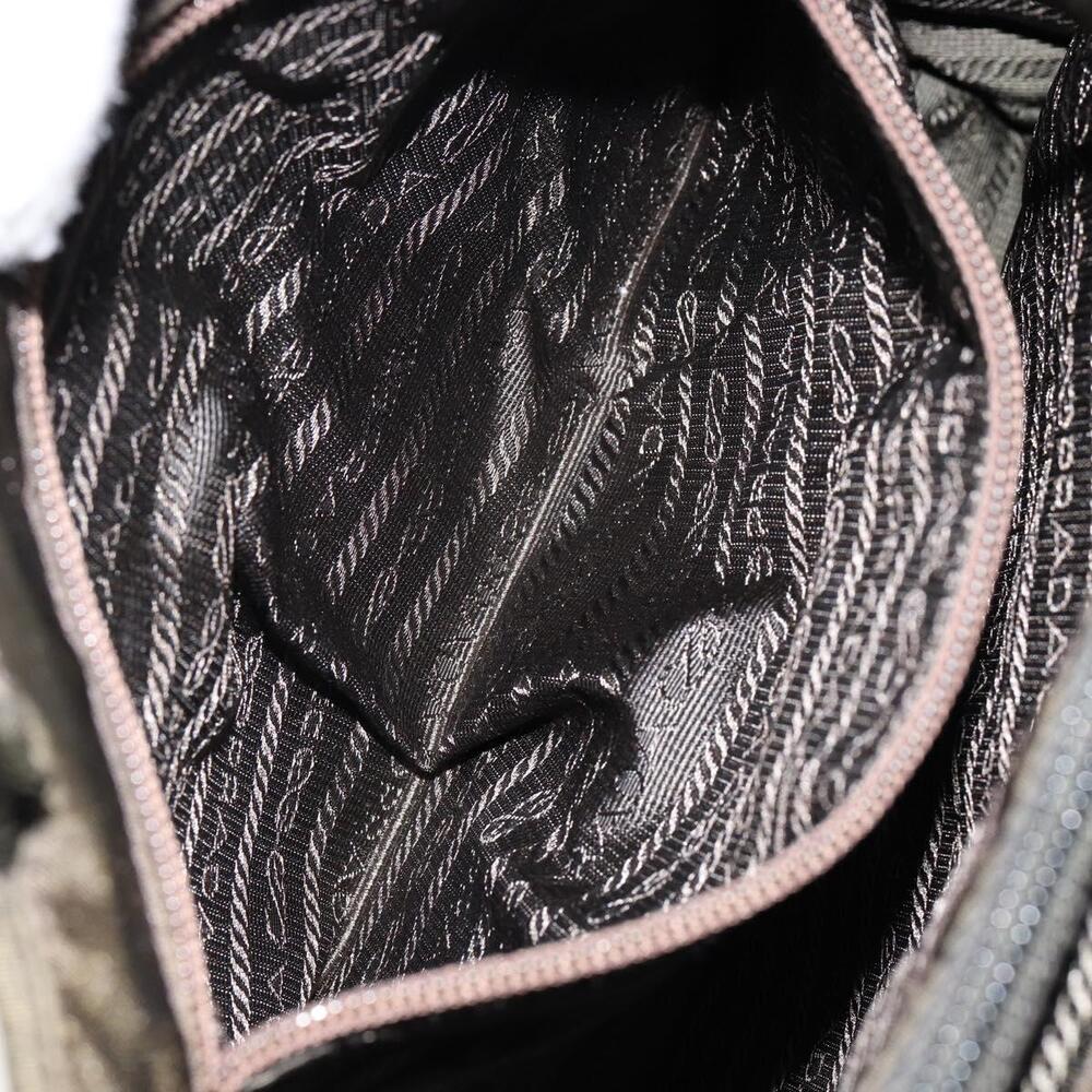 PRADA Tote Bag Nylon Khaki Silver Auth bs30343 - Picture 11 of 16
